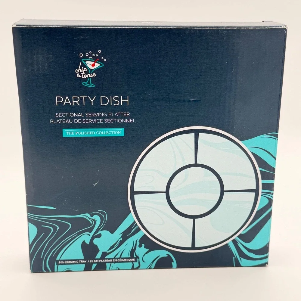 Chic‎ & Tonic The Polished Collection 8in Ceramic Sectional Marble Party Dish